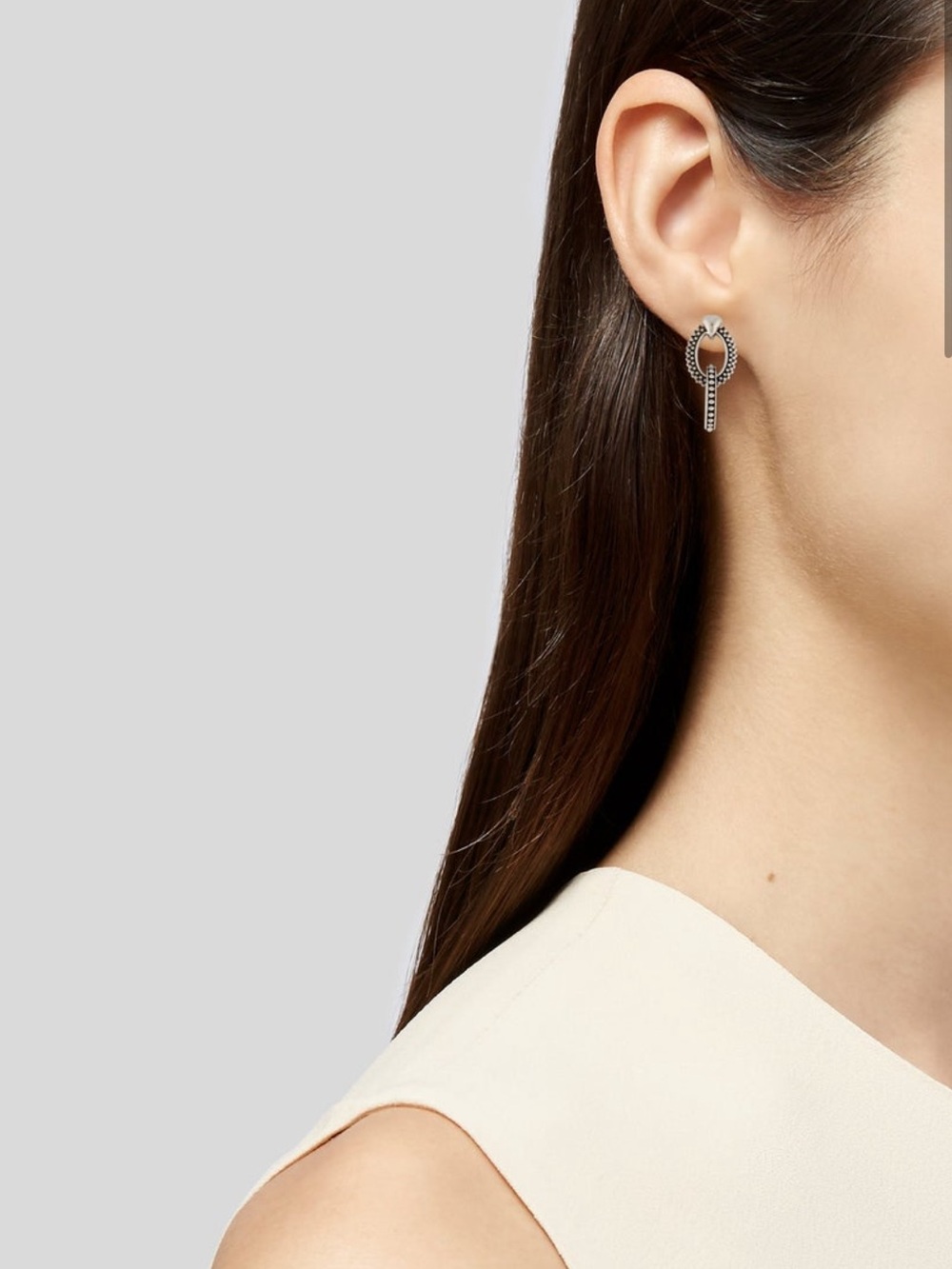 LAGOS Signature Double Oval Caviar Beaded Drop Earrings 925 Sterling Silver - Picture 2 of 9